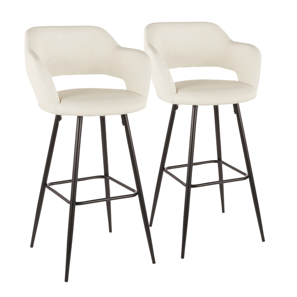 LumiSource Margarite Bar Stools, Black/Cream, Set Of 2