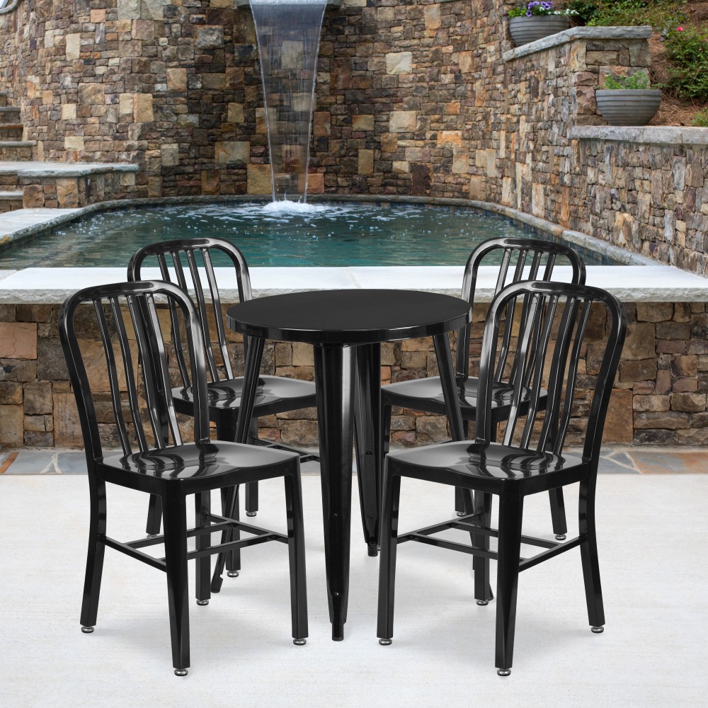 Flash Furniture Commercial-Grade Round Metal Indoor/Outdoor Table
