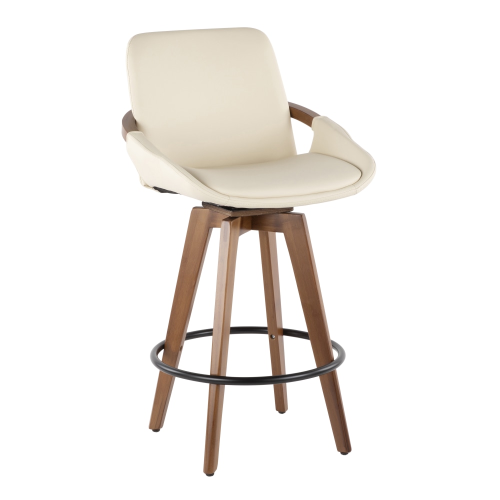 LumiSource Cosmo Counter Stools, Cream Seat/Walnut Frame