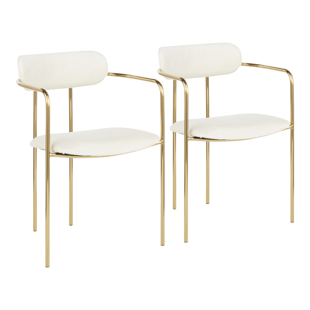 LumiSource Demi Chairs, Cream/Gold, Set Of 2 Chairs