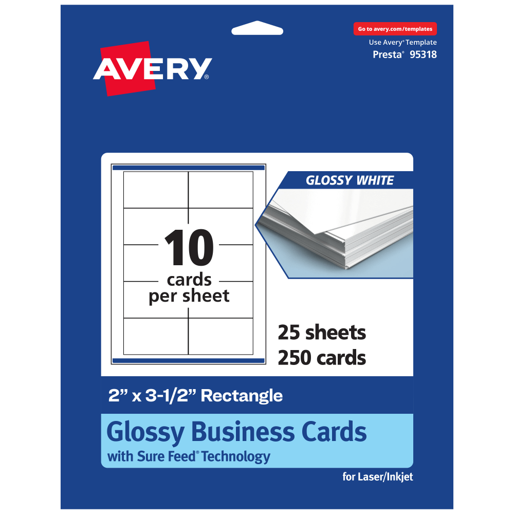Avery® Printable Business Cards With Sure Feed® Technology,