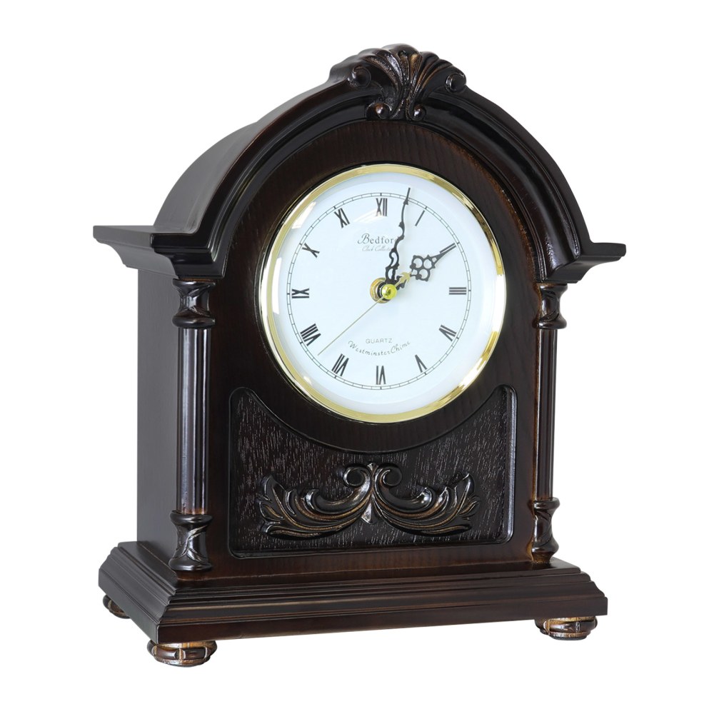 Bedford Clocks Wood Collection Mantel Clock, 10”H x