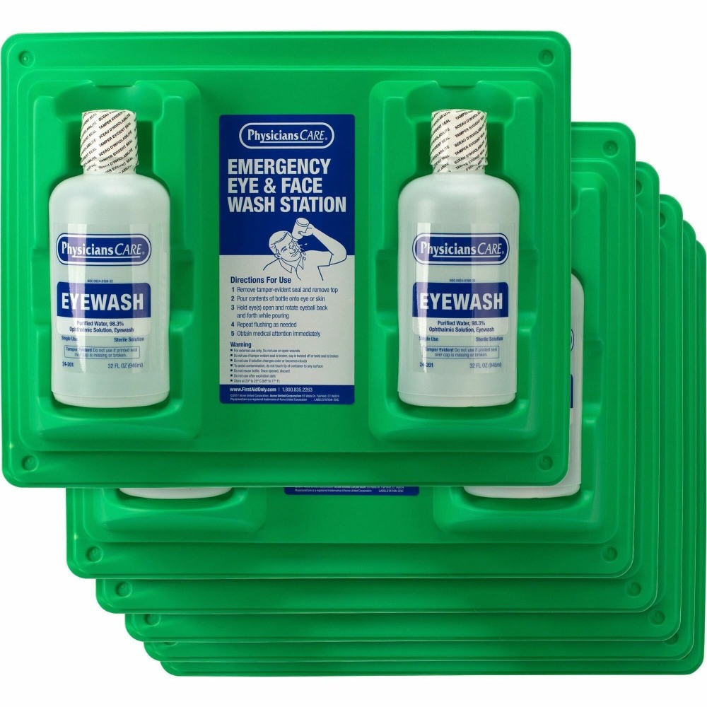 First Aid Only Twin-Bottle Eyewash Stations, 32 Oz,
