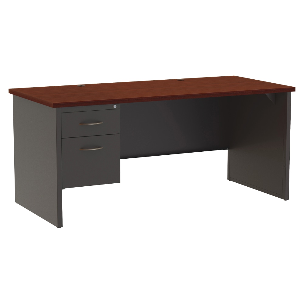 WorkPro® Modular 66”W Left-Pedestal Computer Desk, Charcoal/Mahogany