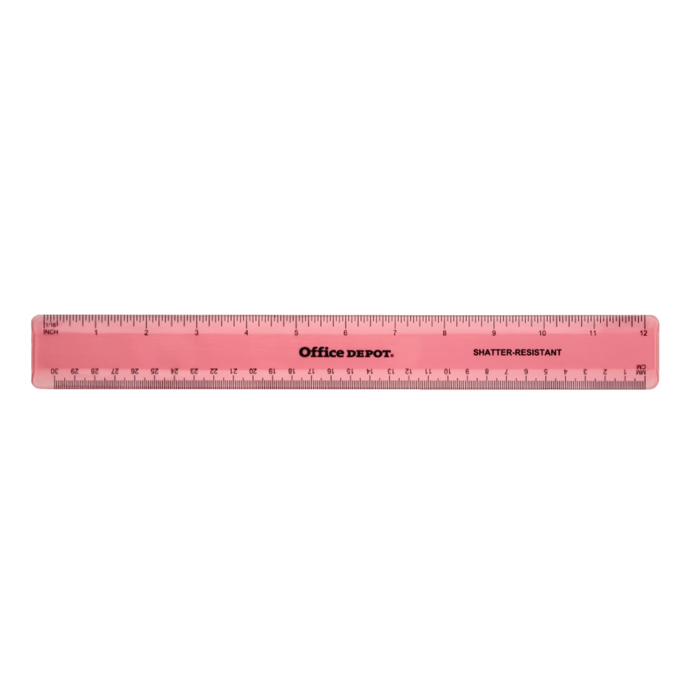 Office Depot® Brand Plastic Ruler, 12", Assorted Colors