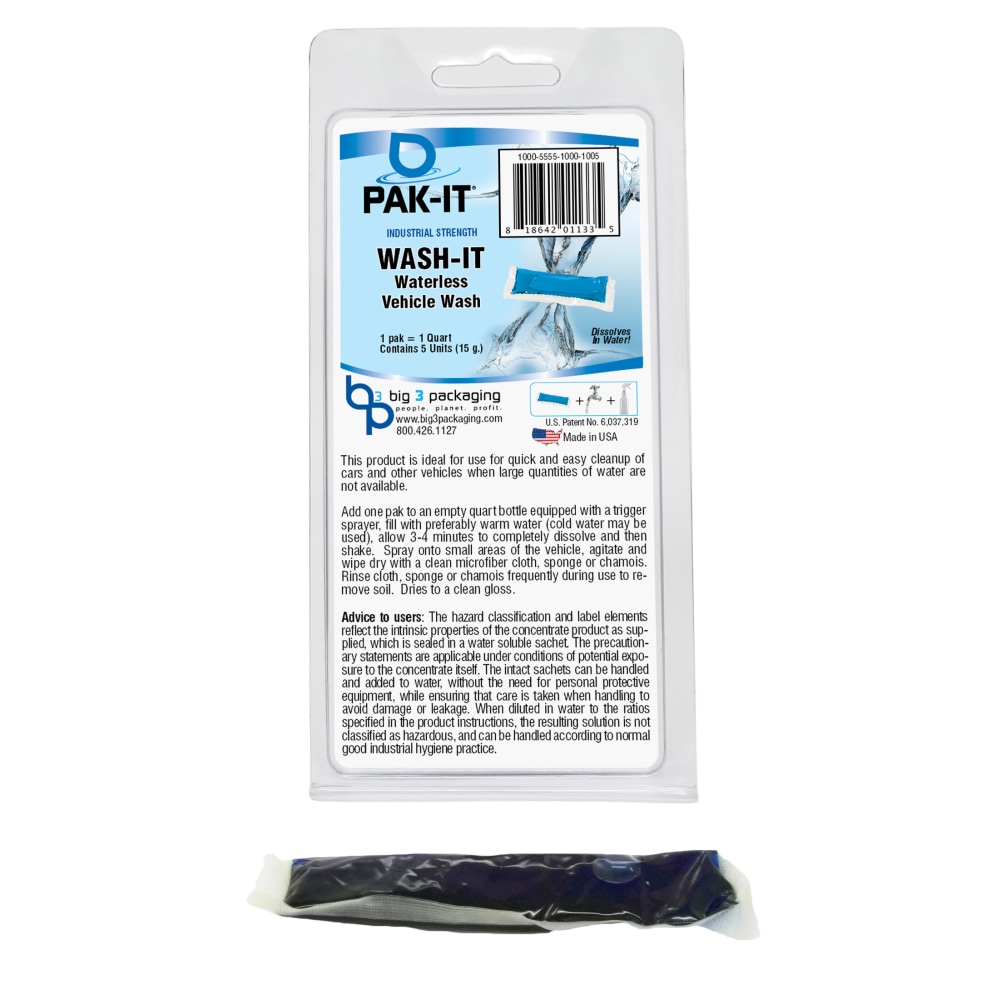 PAK-IT® Wash-IT Waterless Vehicle Wash Packet, Breezy Scent,