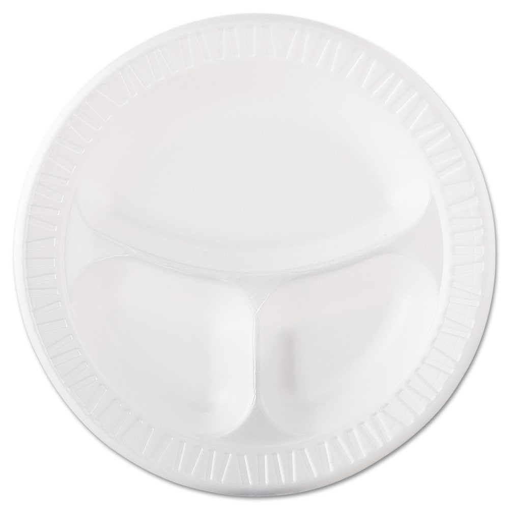 Dart® Quiet Class Laminated Foam Dinnerware, 3-Compartment Plate,
