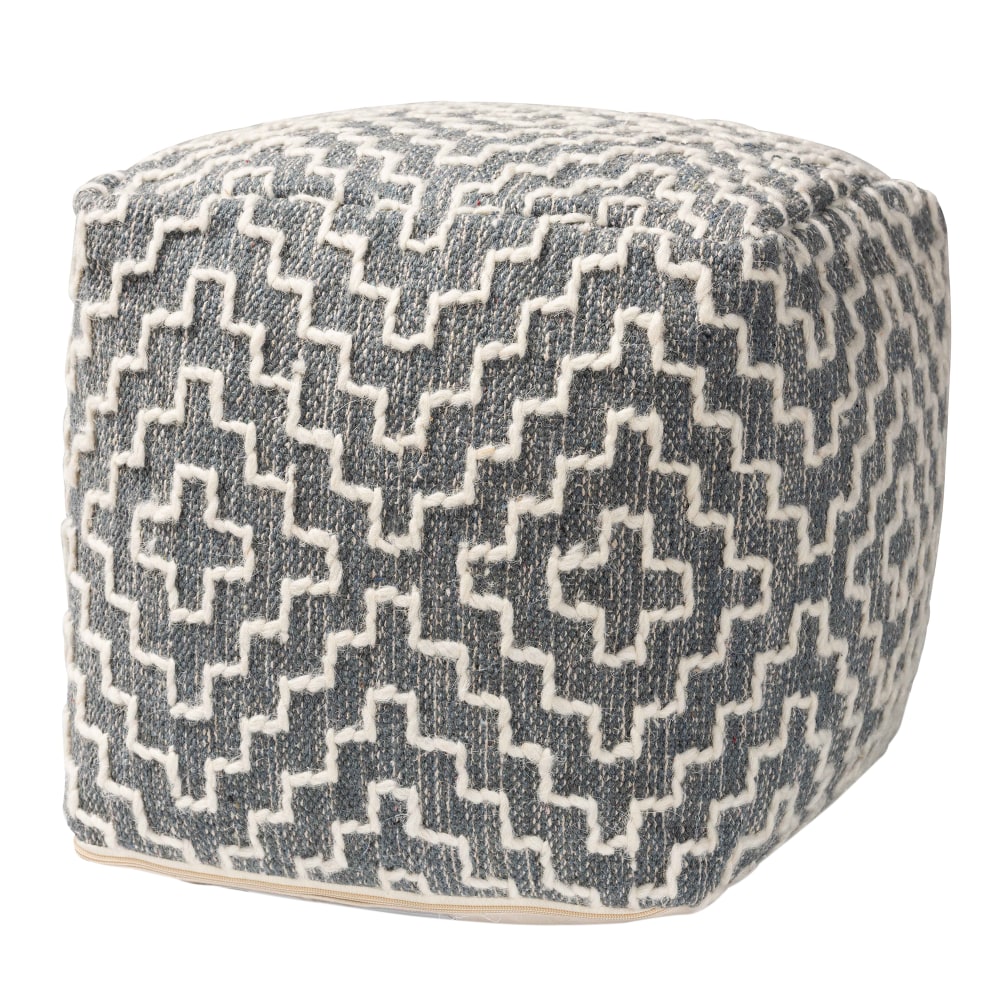 Baxton Studio Benjamin Handwoven Cotton Blend Pouf Ottoman,