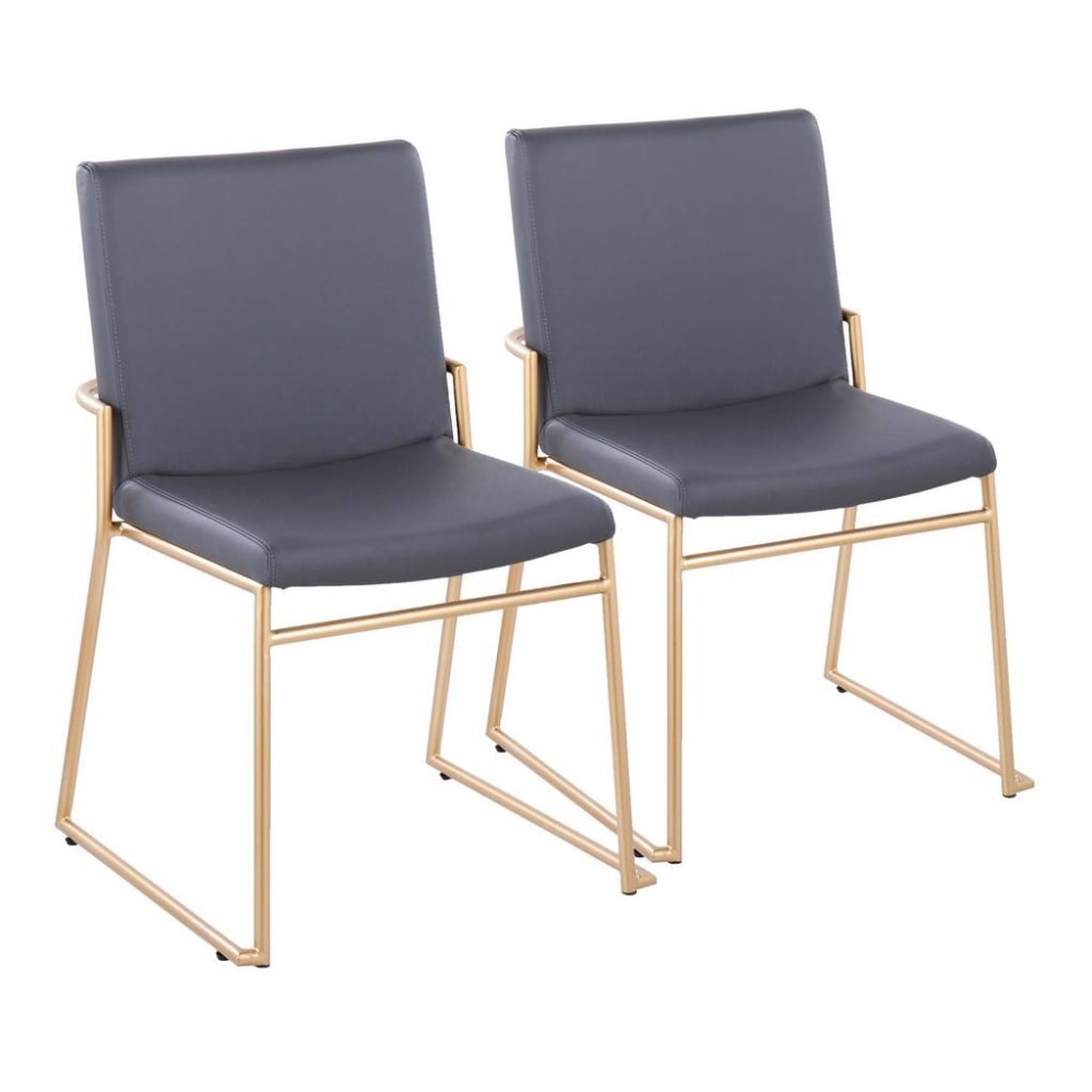 LumiSource Dutchess Contemporary Dining Chairs, Gray/Gold, Set Of