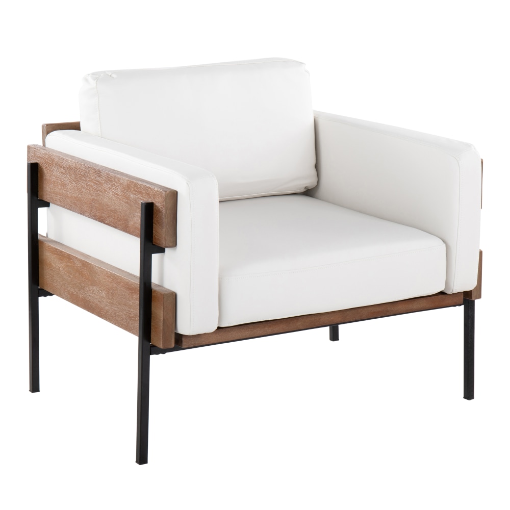LumiSource Kari Farmhouse Faux Leather Accent Chair,