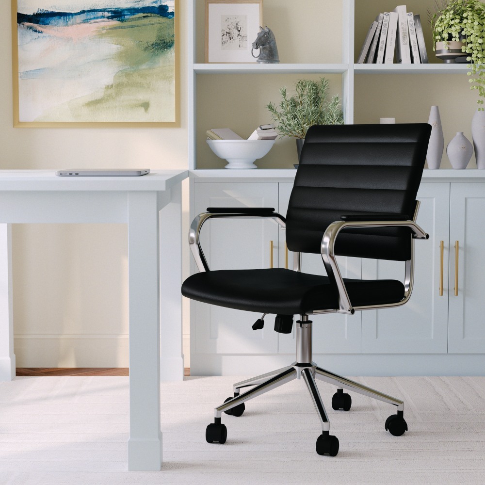 Martha Stewart Piper Faux Leather Upholstered Mid-Back Executive