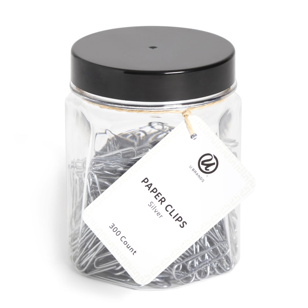 U Brands® Standard Paper Clips, 1-1/4", Silver, Jar