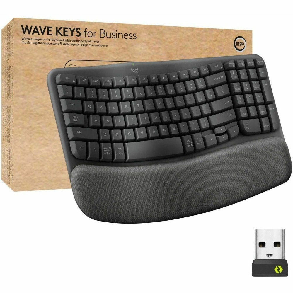 Logitech Wave Keys for Business, Wireless Ergonomic Keyboard