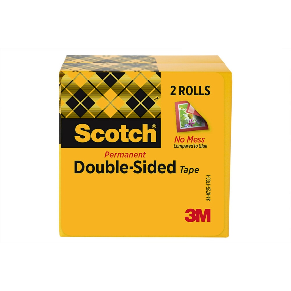 Scotch Double Sided Tape, Permanent, 2 Tape Rolls,