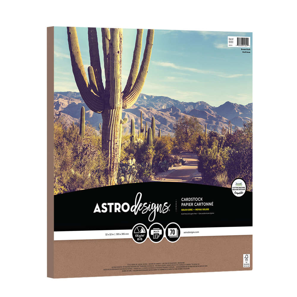 Astrodesigns Cardstock, Brown Kraft, 12” x 12”, 65