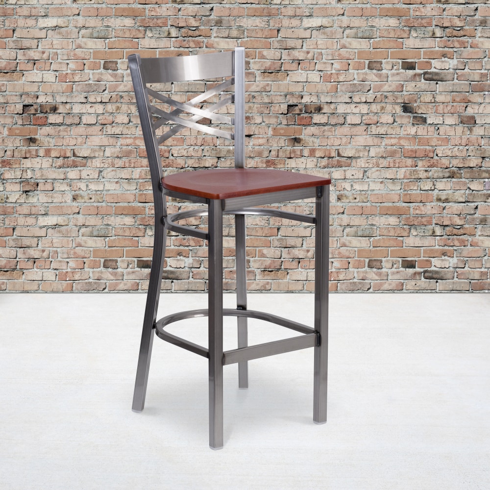 Flash Furniture Metal/Wood Restaurant Barstool With X Back,
