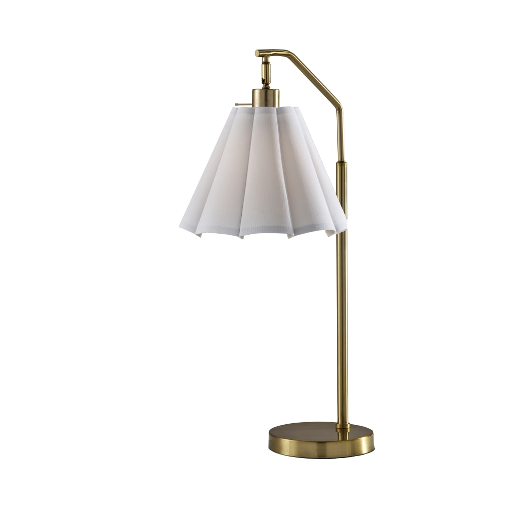 Adesso Lyra Table Lamp, Antique Brass/White Fabric Shade