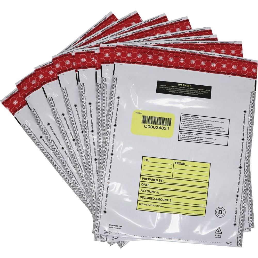 Nadex Coins Deposit Bags, 12x16, Opaque, 50 Pack