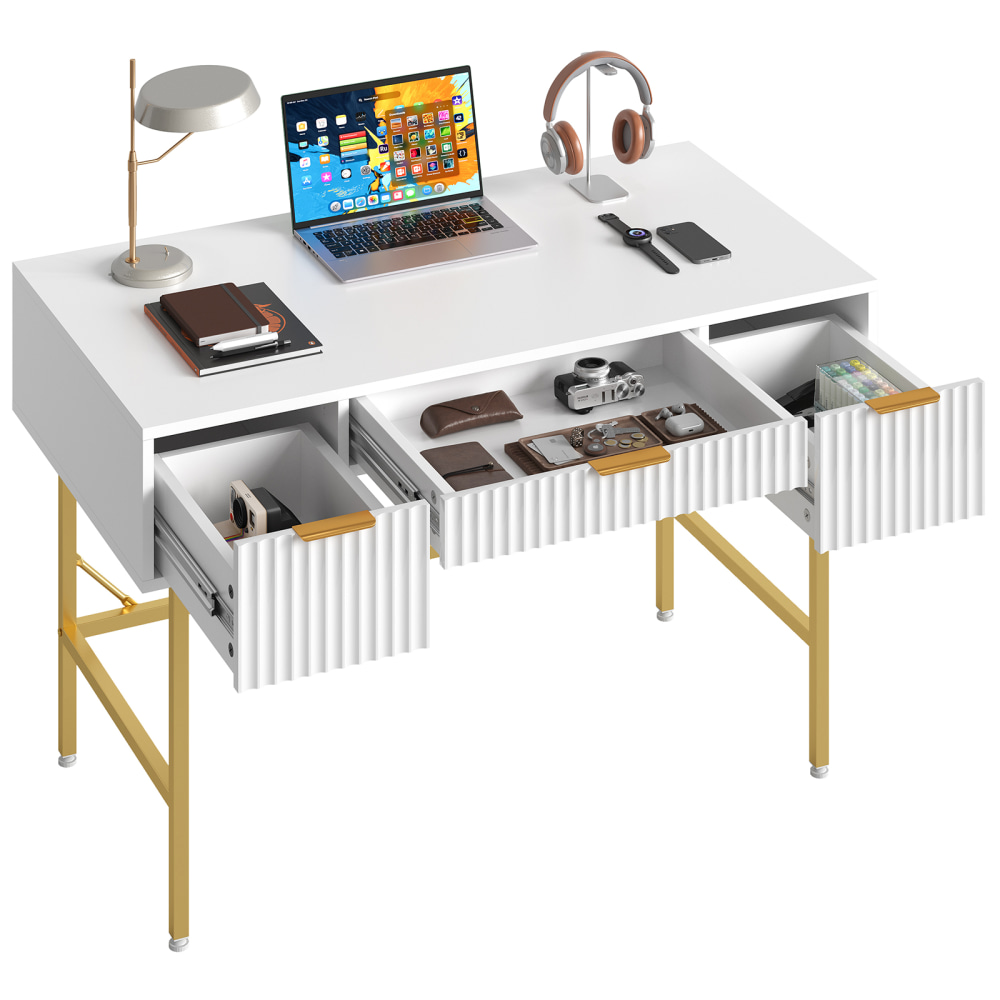 Bestier 47.6"W Fluted Computer Writing Desk with Storage,