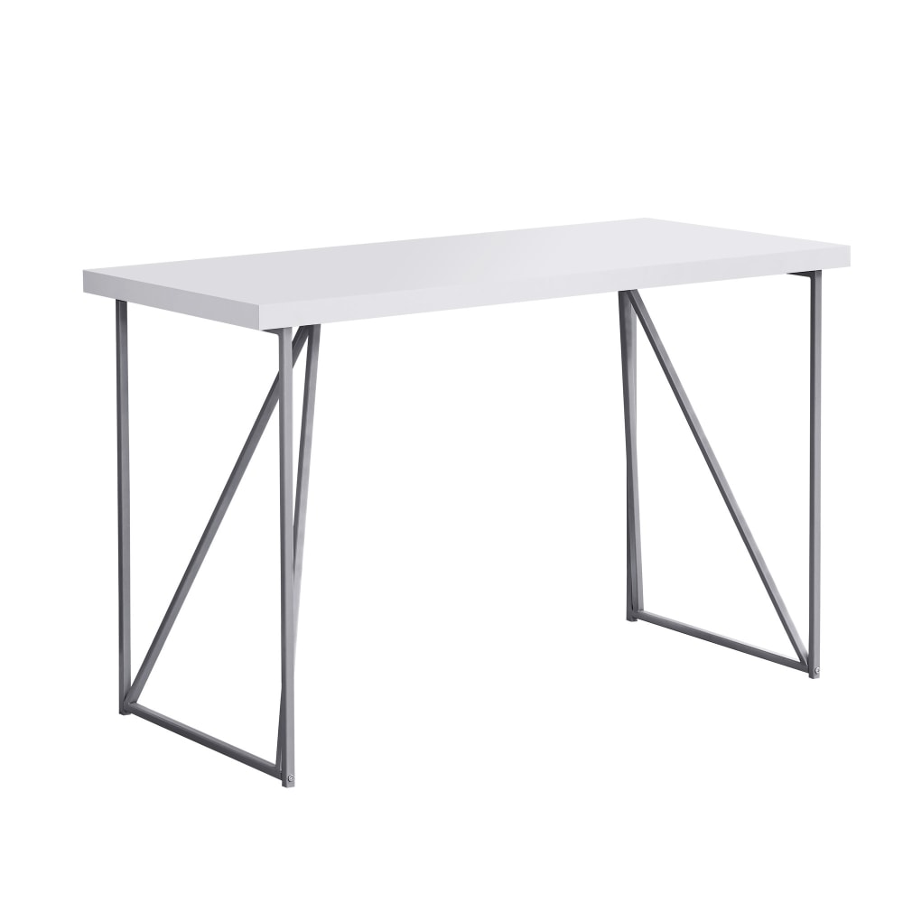 Monarch Specialties 48"W Computer Desk, White/Silver