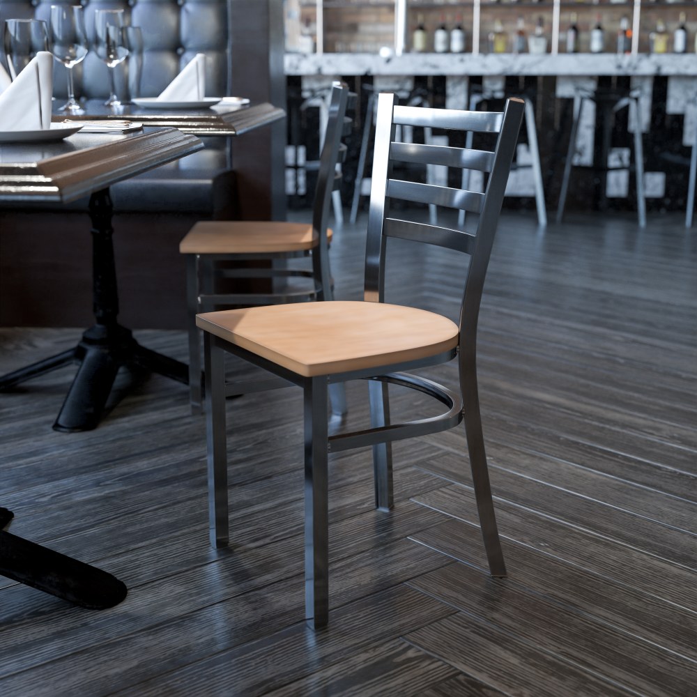 Flash Furniture Clear-Coated Ladder Back Metal Restaurant Chair,