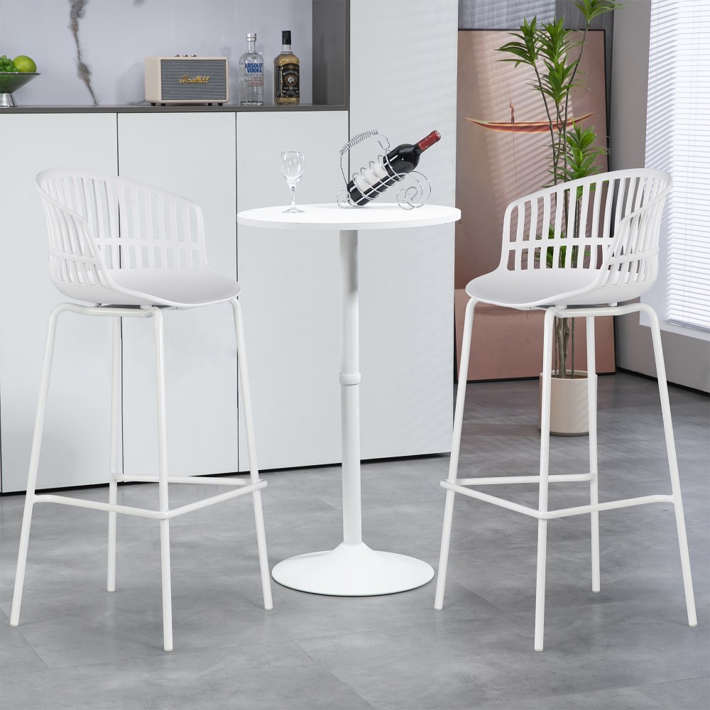 Glamour Home Basil Plastic Barstools With Back, White,