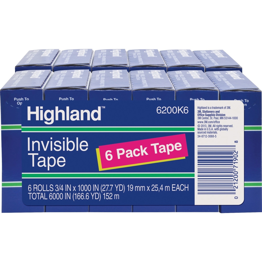 Highland 3/4"W Matte-finish Invisible Tape - 27.78 yd