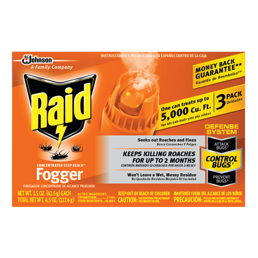 Raid Concentrated Deep Reach Foggers, 1.5 Oz, 3