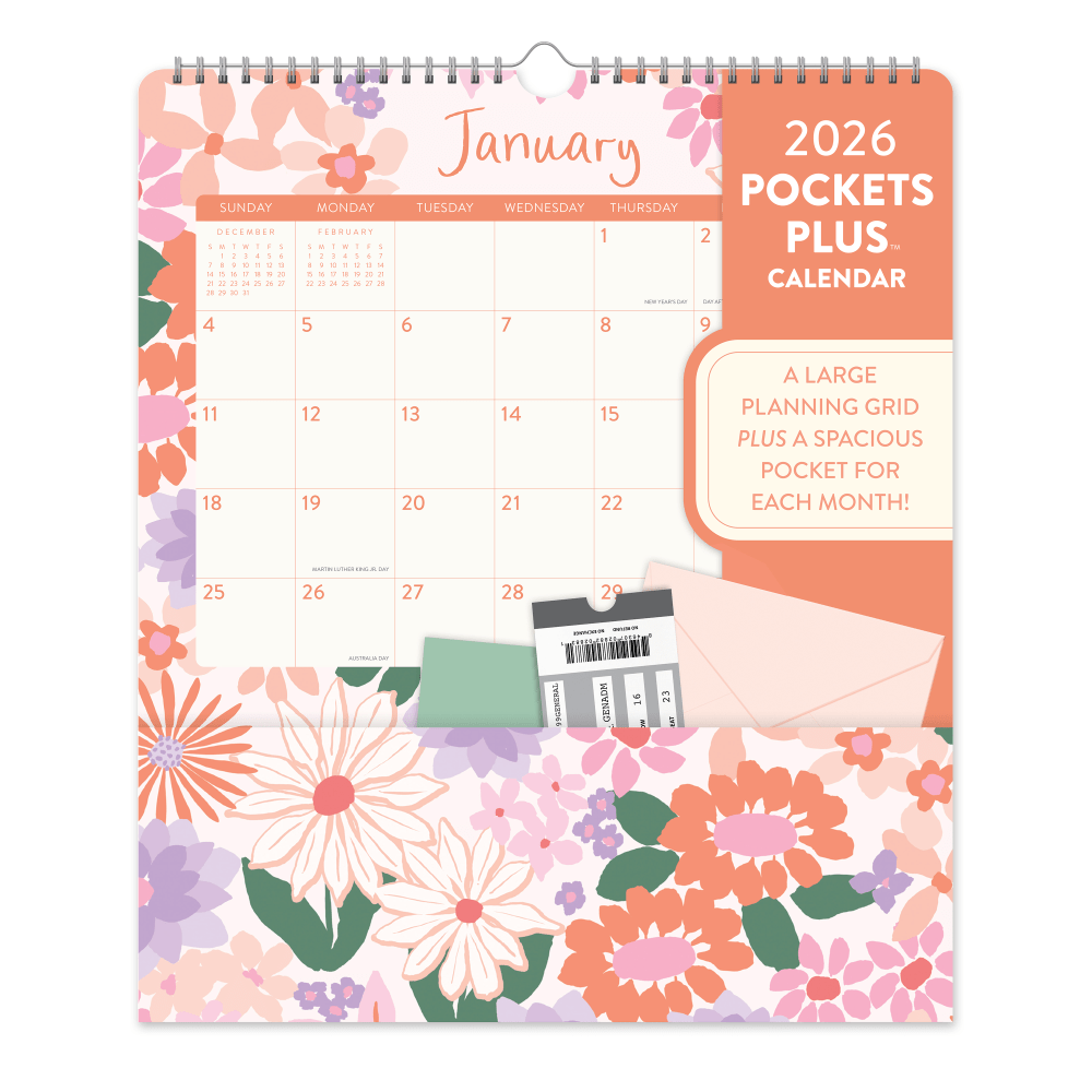 2026 Orange Circle Studio Pockets Plus Monthly Wall
