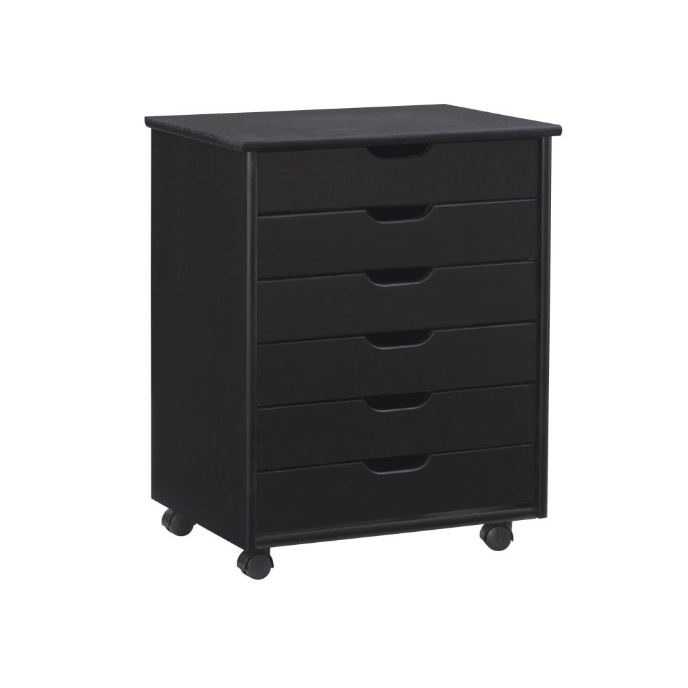 Linon Casimer 6-Drawer Wide Rolling Home Office Storage
