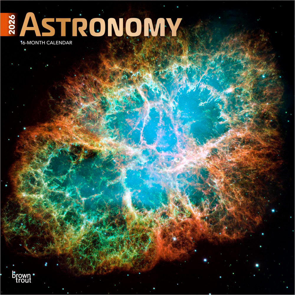 2026 BrownTrout Astronomy Monthly Plastic-Free Square Wall