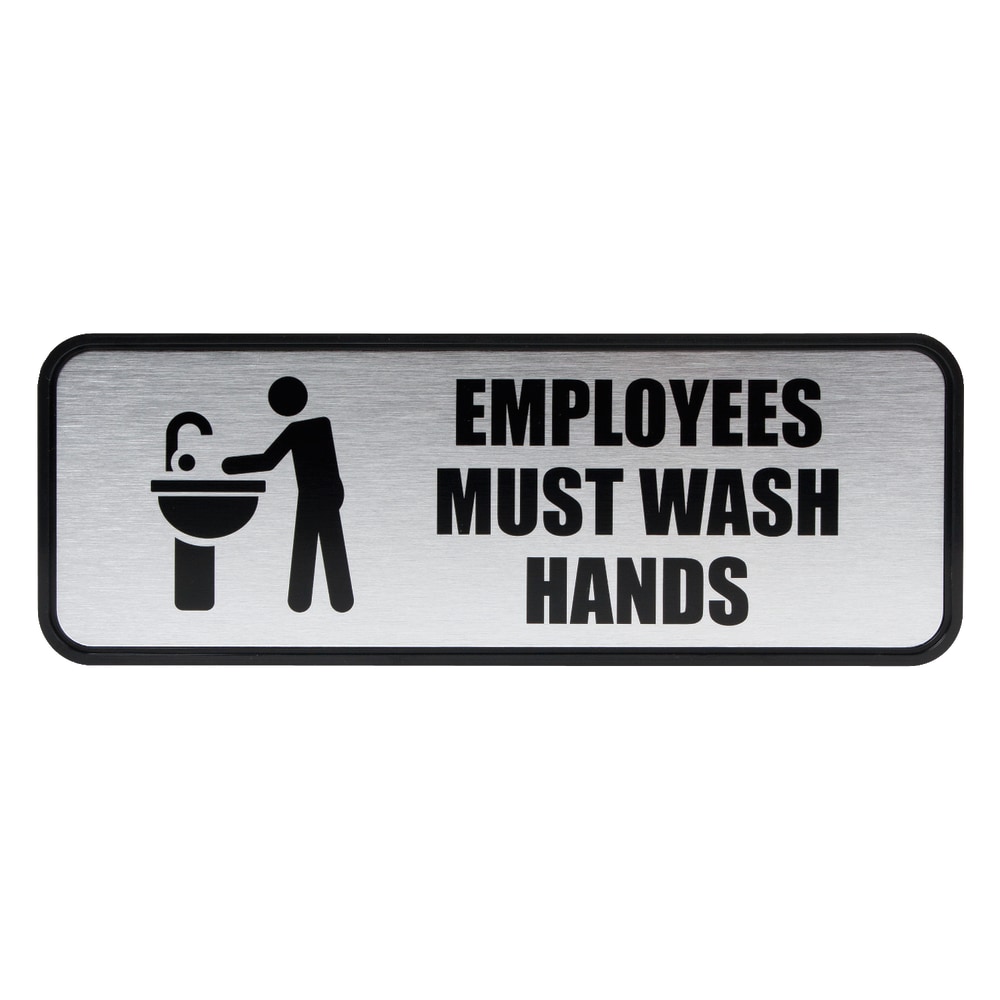 Cosco® Brushed Metal "Employees Must Wash Hands" Sign,