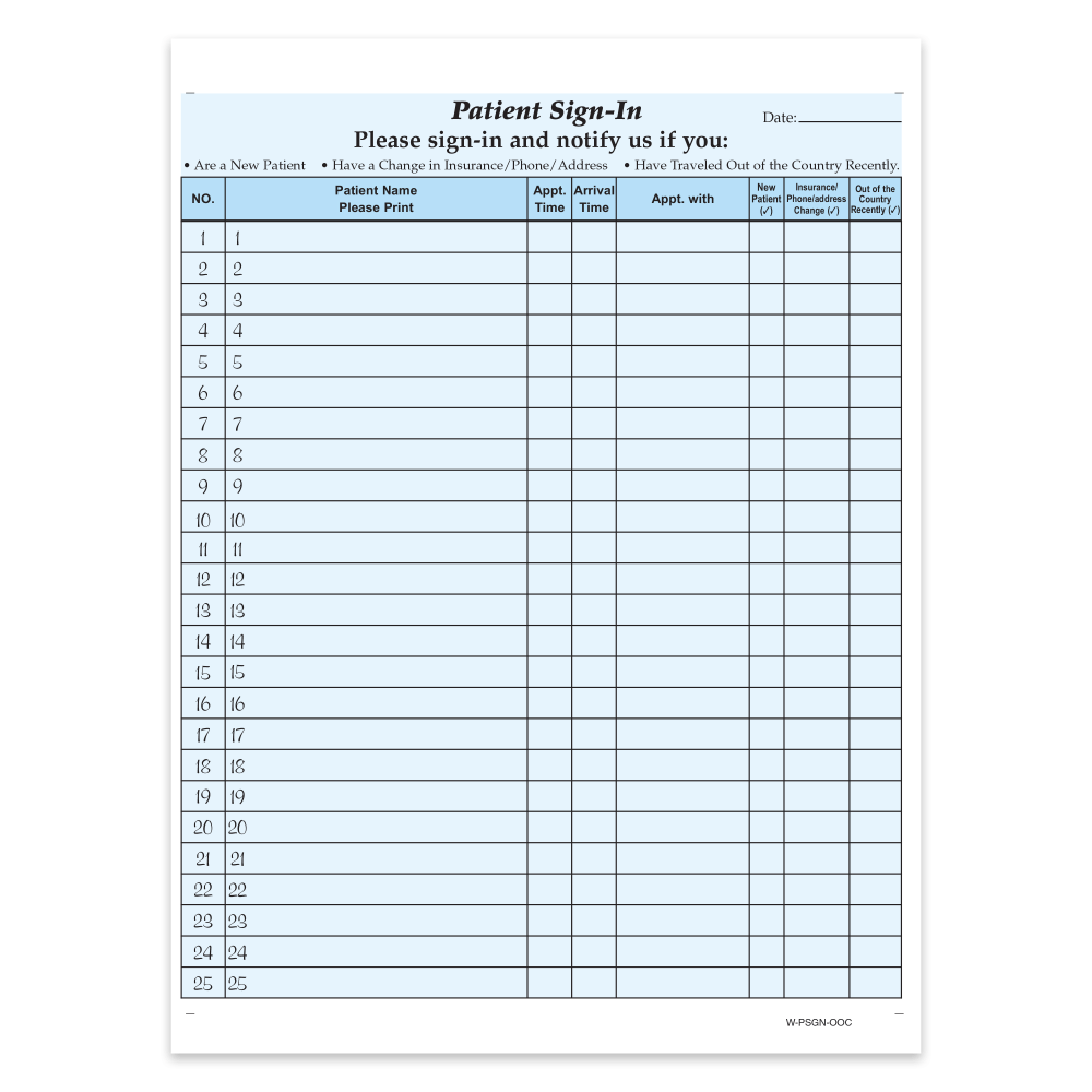HIPAA Compliant Patient/Visitor Privacy 2-Part Sign-In Sheets