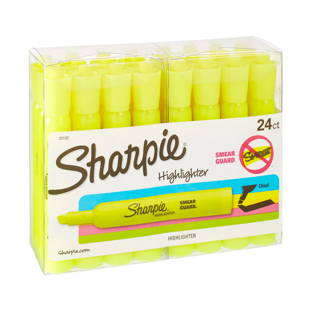 Sharpie® Tank Style Highlighters, Chisel Tip, Fluorescent Yellow,