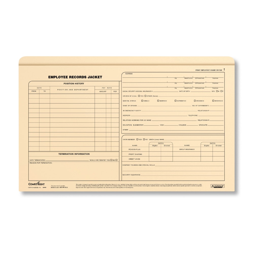ComplyRight™ Employee Record Folders, Legal, 15" x 9
