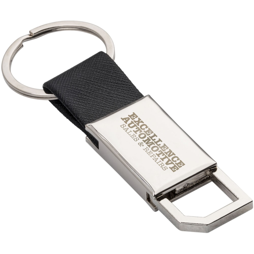 Custom Traverse Promotional Keychain, 4-1/8” x 3”, Black/Brown
