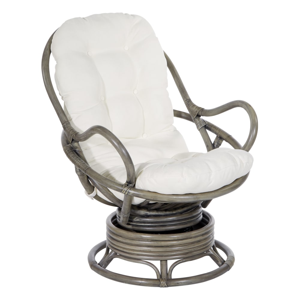 Office Star Tahiti Rattan Swivel Rocker Accent Chair,