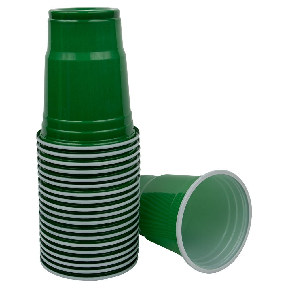 JAM PAPER Plastic Party Cups, 12 oz, Green,