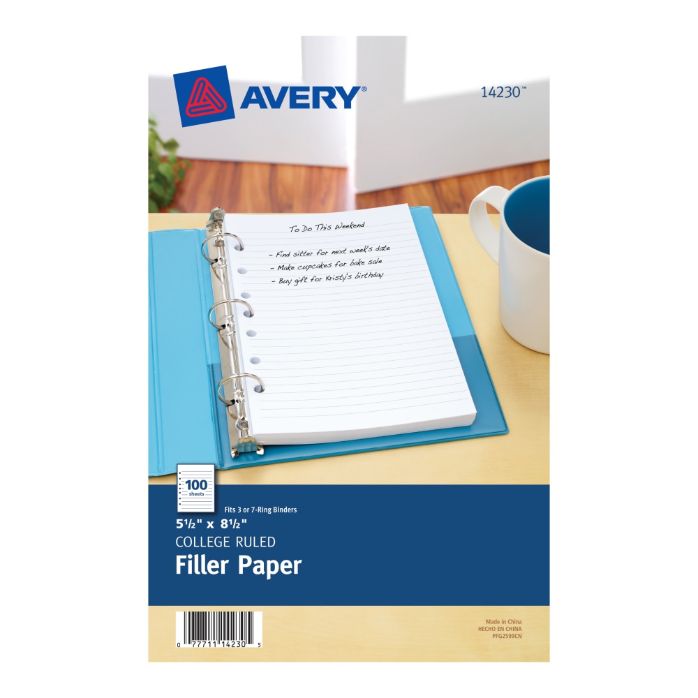 Avery® Mini Binder Filler Paper, Fits 3-Ring/7-Ring Binders,