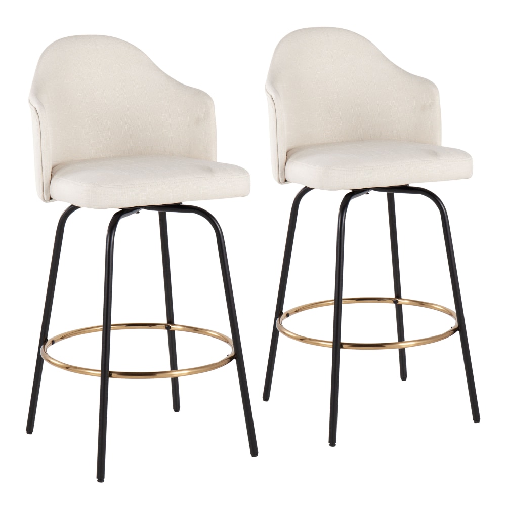 LumiSource Ahoy Fixed-Height Counter Stools, Cream/Black/Gold,
