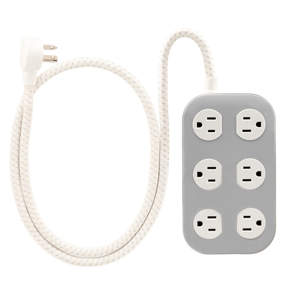 Cordinate ADAPT 6-Outlet Surge Protector, 4&#x27;, Cream/Gray,