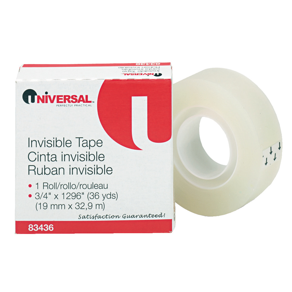 Universal® Invisible Tape, 3/4" x 3,888", Clear