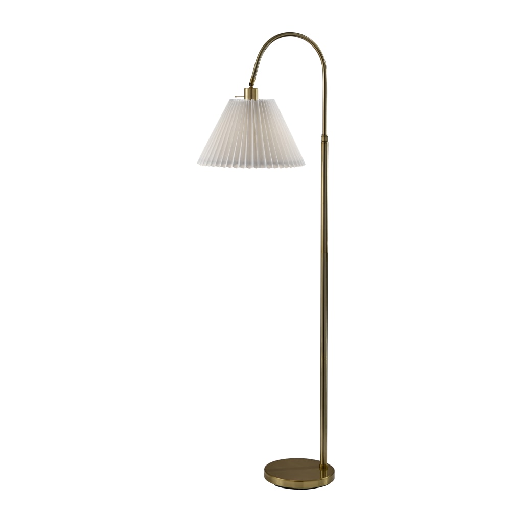 Adesso Thalia Floor Lamp, Antique Brass/White Fabric Shade