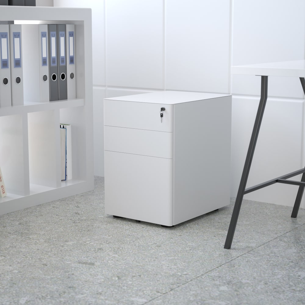 Flash Furniture Modern 21"D Vertical 3-Drawer Mobile Locking