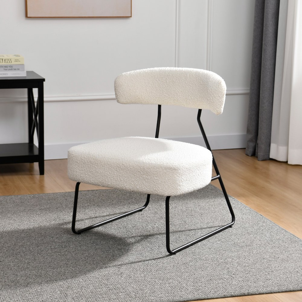 Glamour Home Bell Boucle Fabric Accent Chairs, White/Black,