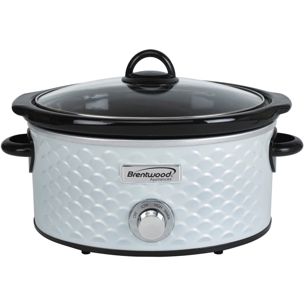 Brentwood SC-140W Scallop Pattern 4.5 Quart Slow Cooker,