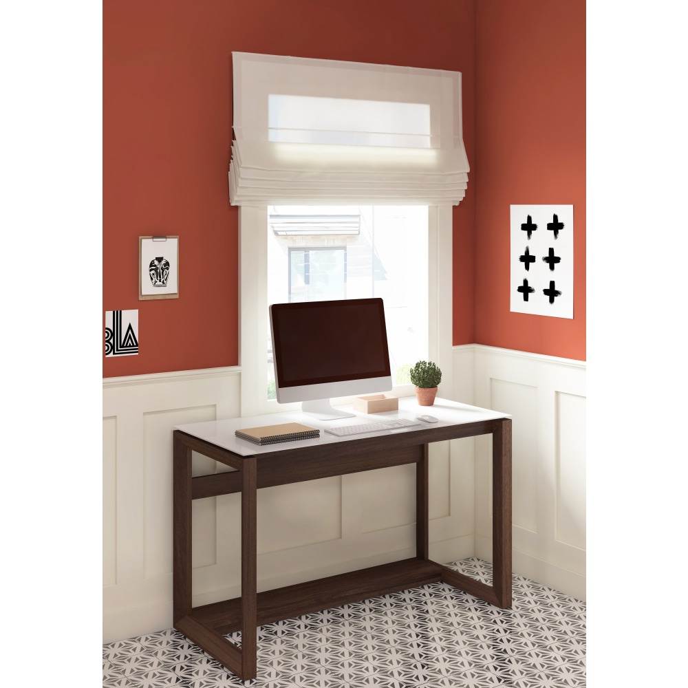 Whalen® Cecile 48”W Writing Desk, Snowdrift White/Walnut