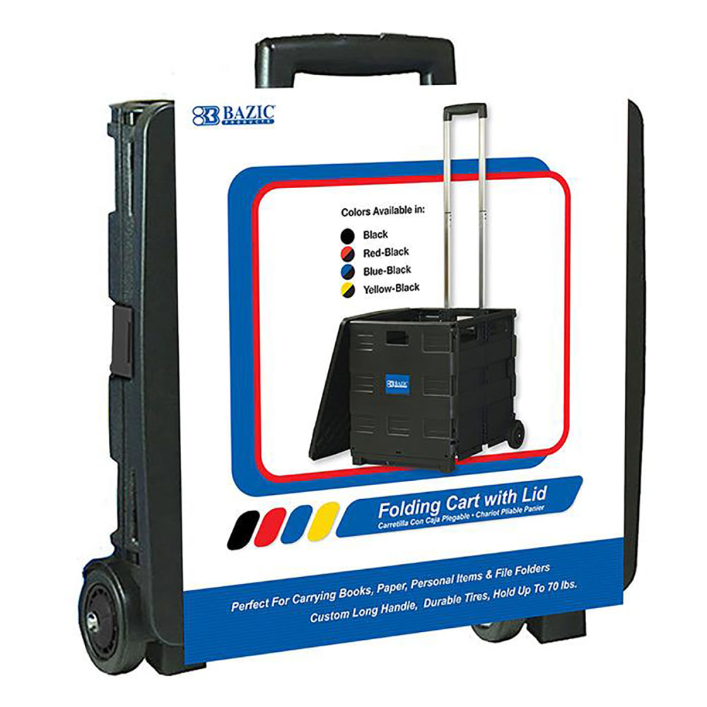 BAZIC Products Folding Cart On Wheels With Lid