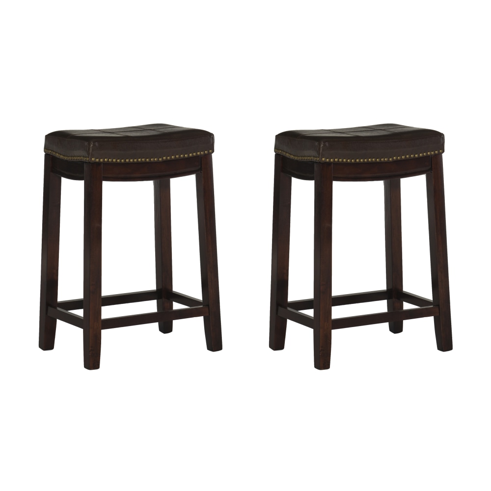 Linon Walker Counter Stools, Brown, Set Of 2