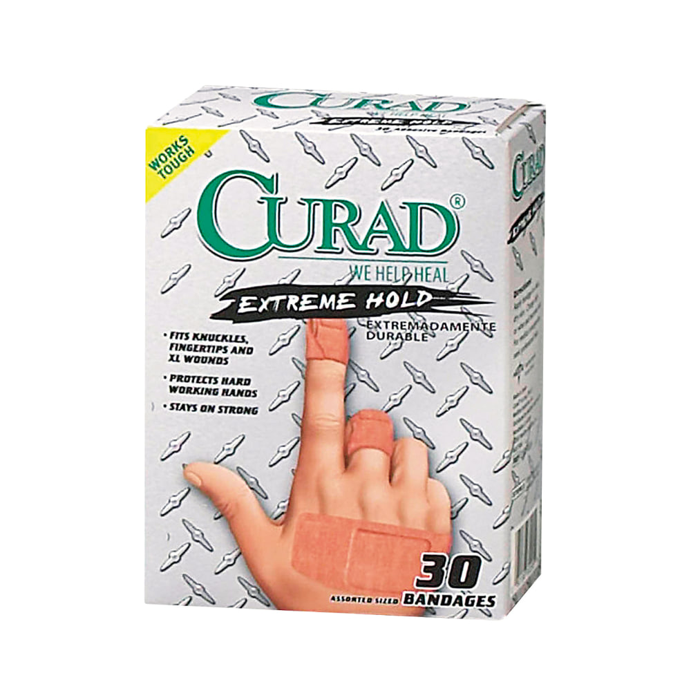 CURAD® Extreme Hold Bandages, Assorted Sizes, Box Of